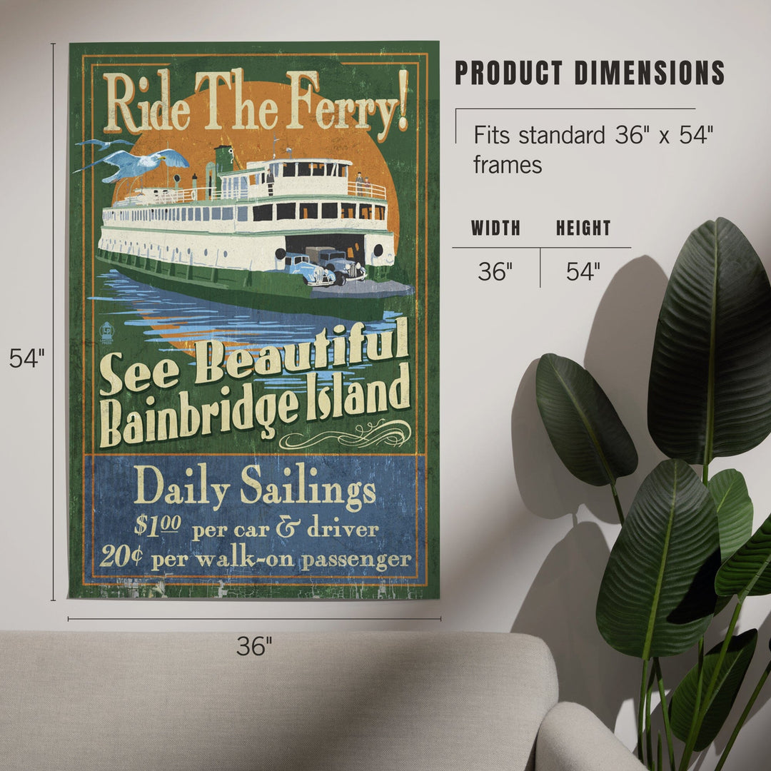 Bainbridge Island, Washington, Ferry Ride Vintage Sign, Art & Giclee Prints Art Lantern Press 
