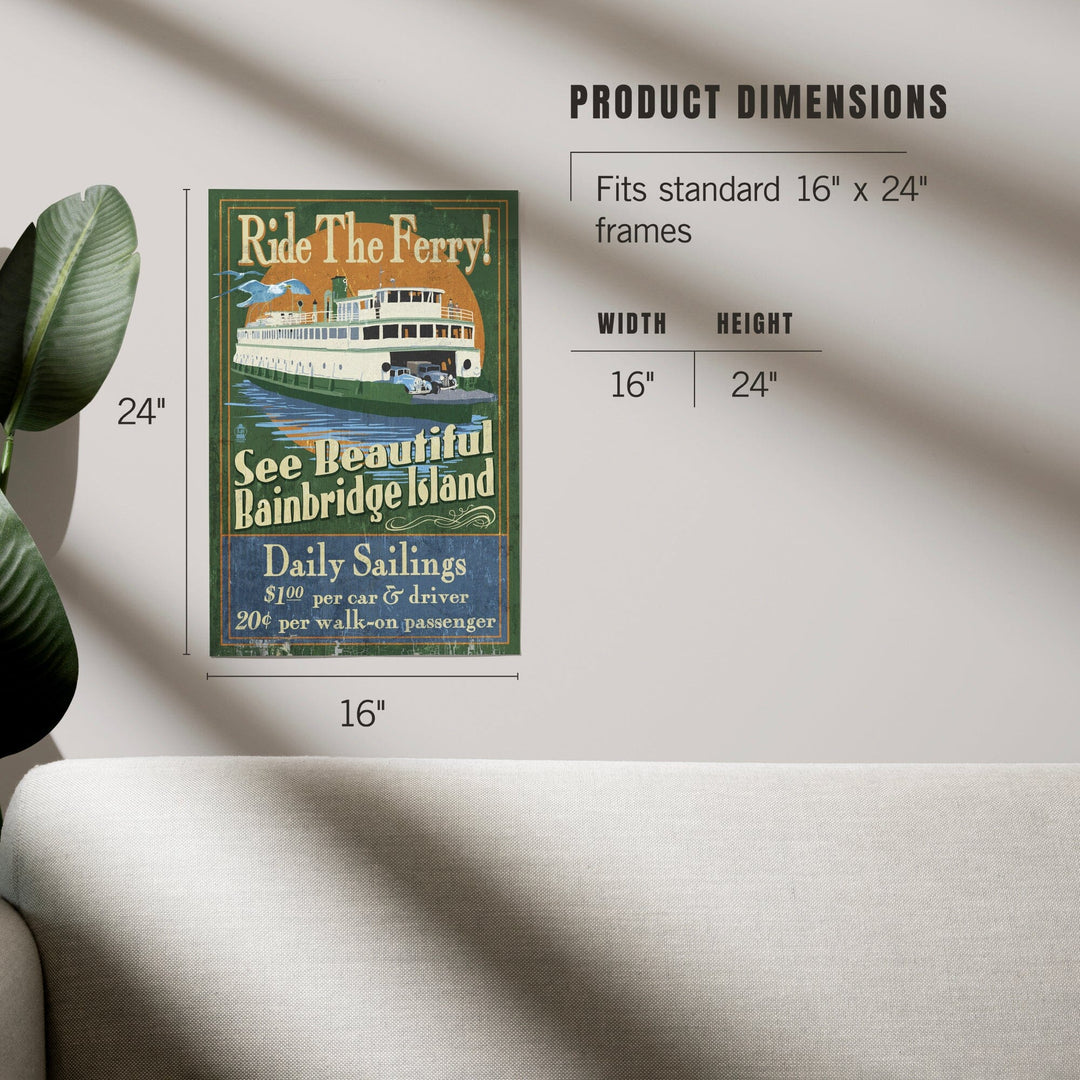 Bainbridge Island, Washington, Ferry Ride Vintage Sign, Art & Giclee Prints Art Lantern Press 