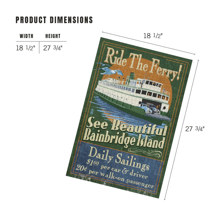 Bainbridge Island, Washington, Ferry Ride Vintage Sign, Jigsaw Puzzle Puzzle Lantern Press 