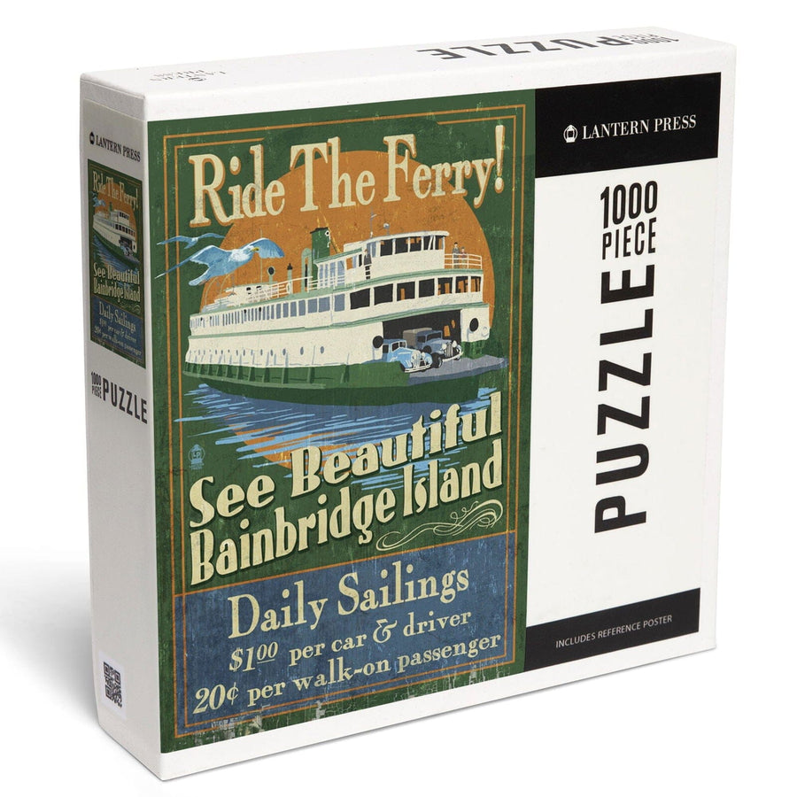 Bainbridge Island, Washington, Ferry Ride Vintage Sign, Jigsaw Puzzle Puzzle Lantern Press 