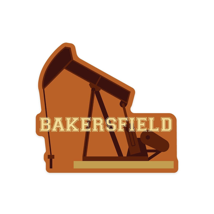 Bakersfield, California, Pumpjack, Geometric, Contour, Vinyl Sticker Sticker Lantern Press 