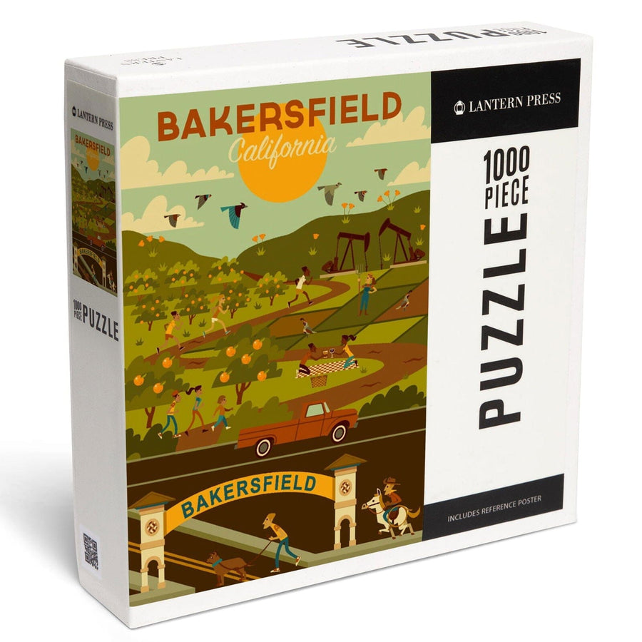 Bakersfield, California, Rural Geometric, Jigsaw Puzzle Puzzle Lantern Press 