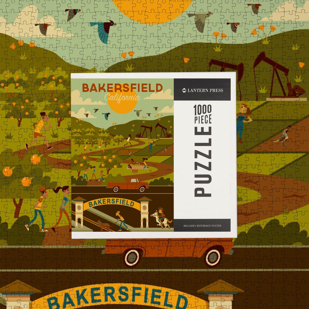Bakersfield, California, Rural Geometric, Jigsaw Puzzle Puzzle Lantern Press 