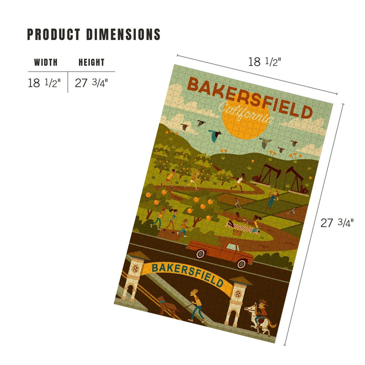 Bakersfield, California, Rural Geometric, Jigsaw Puzzle Puzzle Lantern Press 