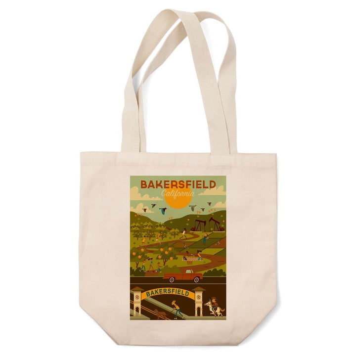 Bakersfield, California, Rural Geometric, Lantern Press Artwork, Tote Bag Totes Lantern Press 