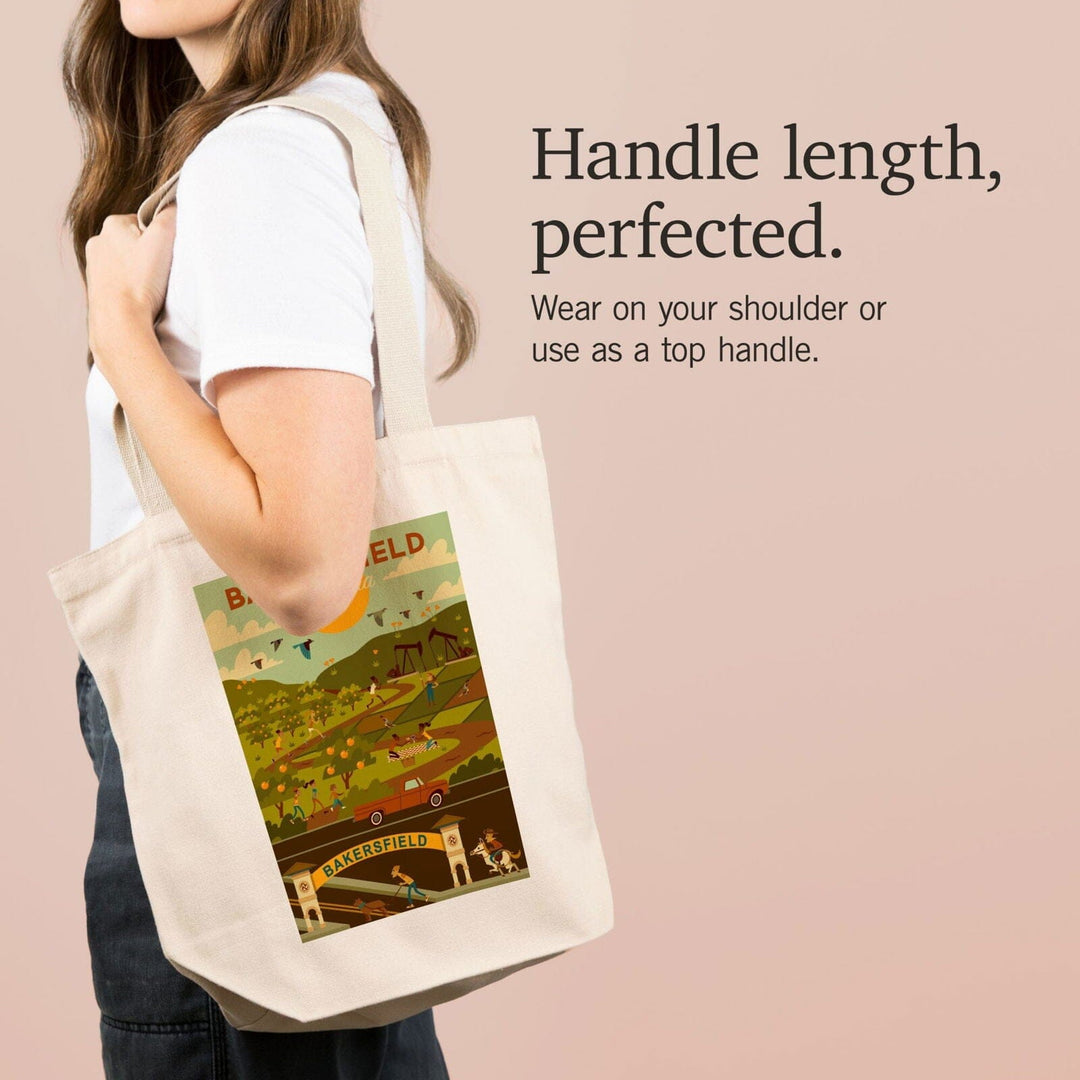 Bakersfield, California, Rural Geometric, Lantern Press Artwork, Tote Bag Totes Lantern Press 