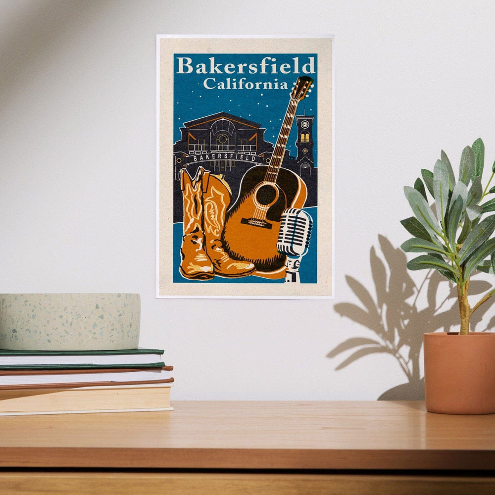 Bakersfield, California, Woodblock, Art & Giclee Prints Art Lantern Press 
