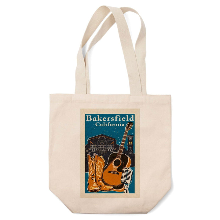 Bakersfield, California, Woodblock, Lantern Press Artwork, Tote Bag Totes Lantern Press 