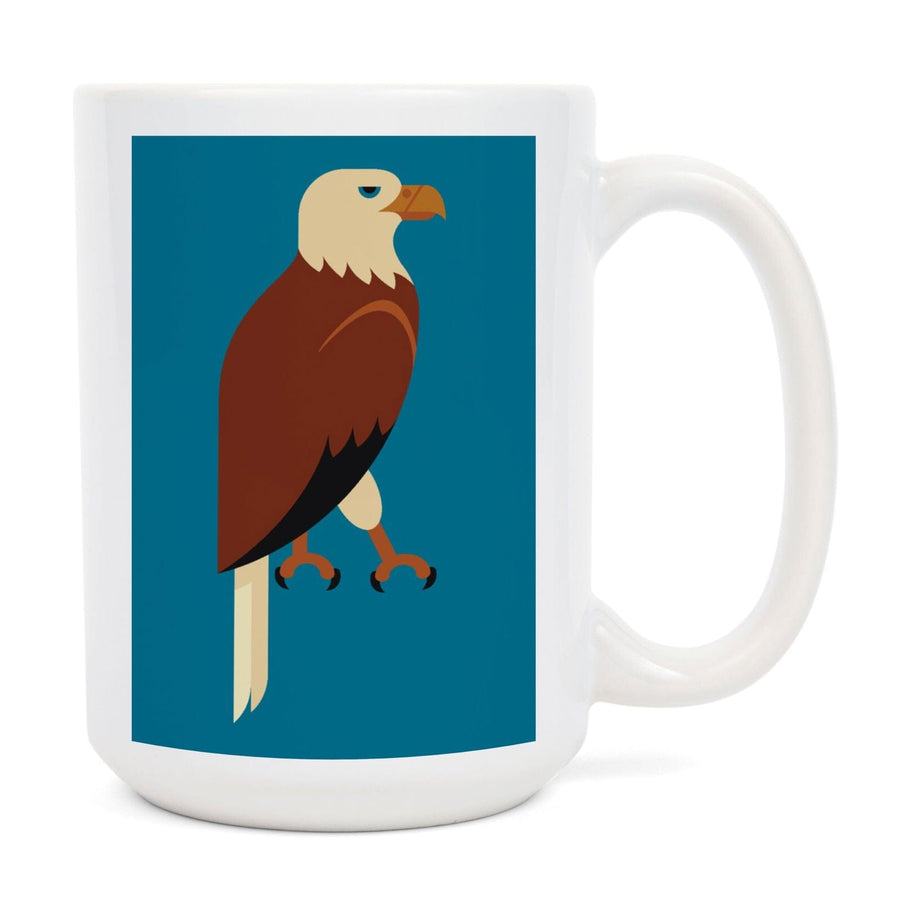 Bald Eagle, Geometric, Contour, Lantern Press Artwork, Ceramic Mug Mugs Lantern Press 