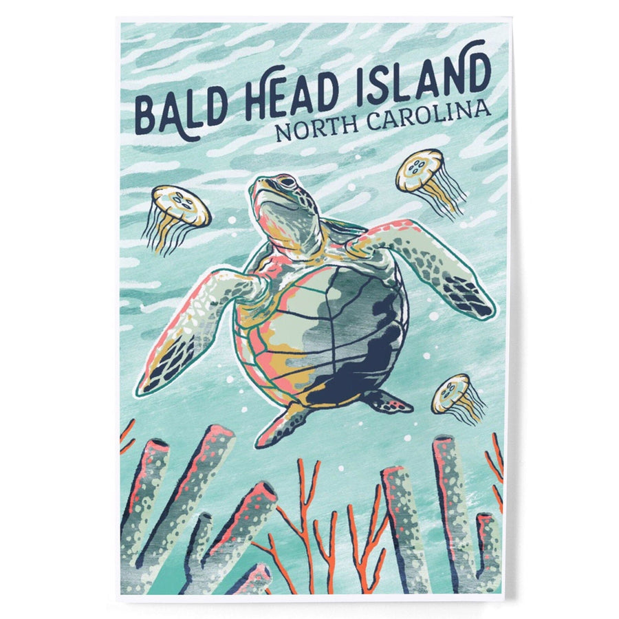 Bald Head Island, North Carolina, Graphic Pastel, Sea Turtle, Art & Giclee Prints Art Lantern Press 