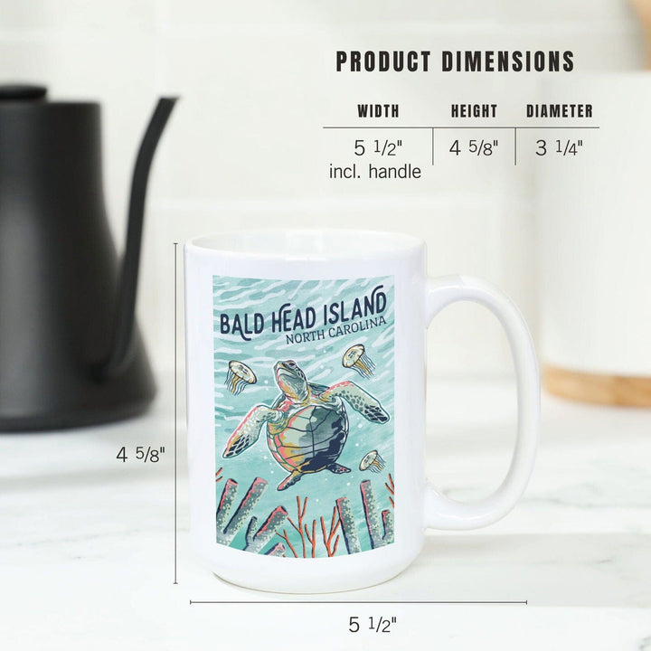 Bald Head Island, North Carolina, Graphic Pastel, Sea Turtle, Lantern Press Artwork, Ceramic Mug Mugs Lantern Press 