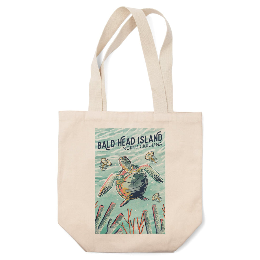 Bald Head Island, North Carolina, Graphic Pastel, Sea Turtle, Lantern Press Artwork, Tote Bag Totes Lantern Press 