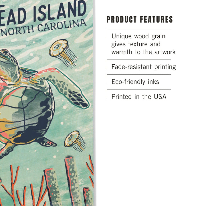 Bald Head Island, North Carolina, Graphic Pastel, Sea Turtle, Lantern Press Artwork, Wood Signs and Postcards Wood Lantern Press 