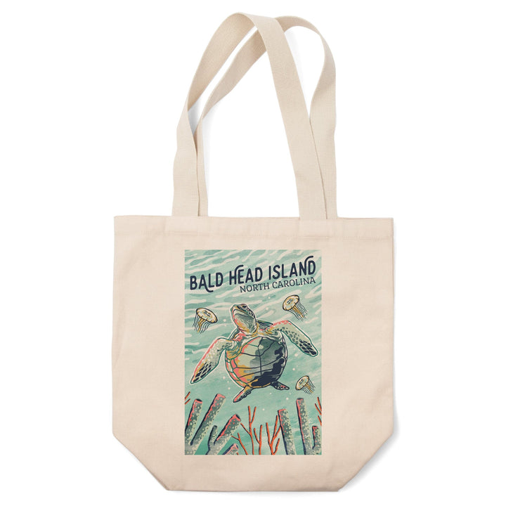 Bald Head Island, North Carolina, Graphic Pastel, Sea Turtle, Tote Bag Totes Lantern Press 