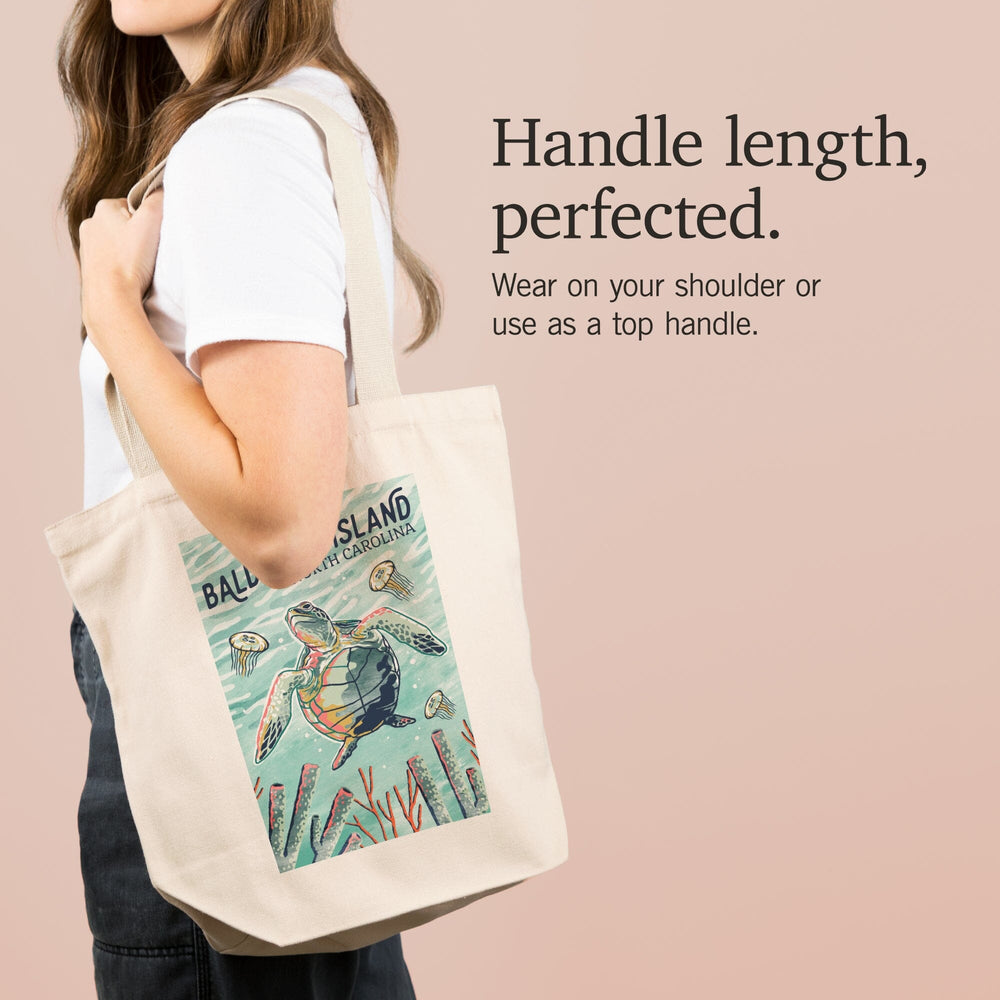 Bald Head Island, North Carolina, Graphic Pastel, Sea Turtle, Tote Bag Totes Lantern Press 