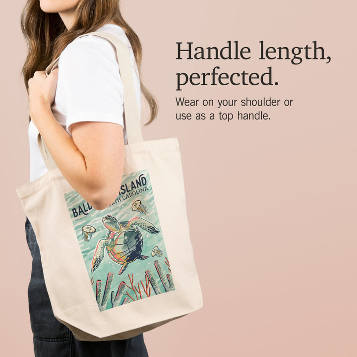 Bald Head Island, North Carolina, Graphic Pastel, Sea Turtle, Tote Bag Totes Lantern Press 