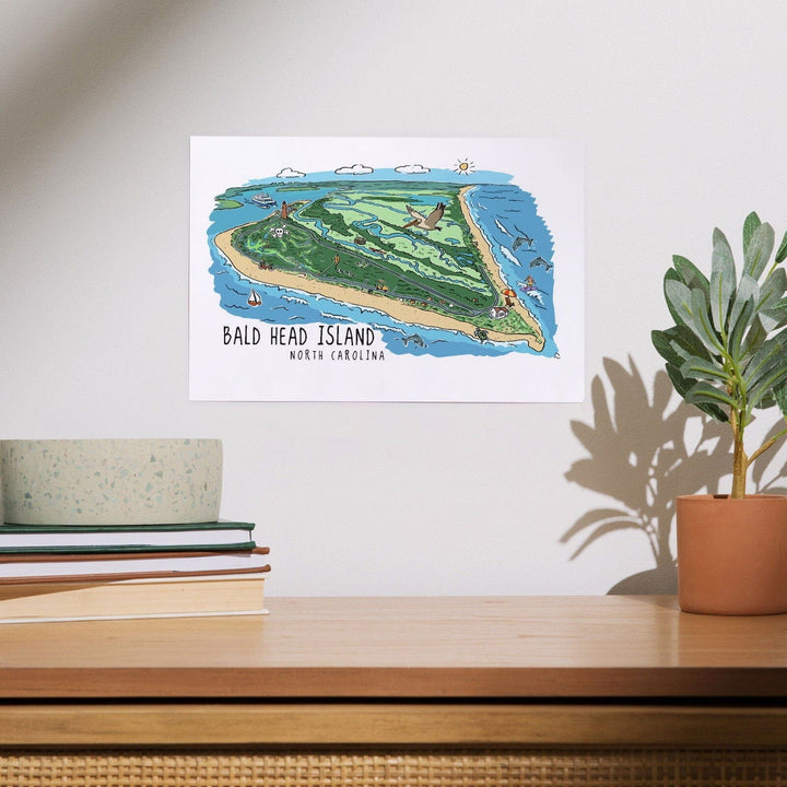 Bald Head Island, North Carolina, Line Drawing, Art & Giclee Prints Art Lantern Press 