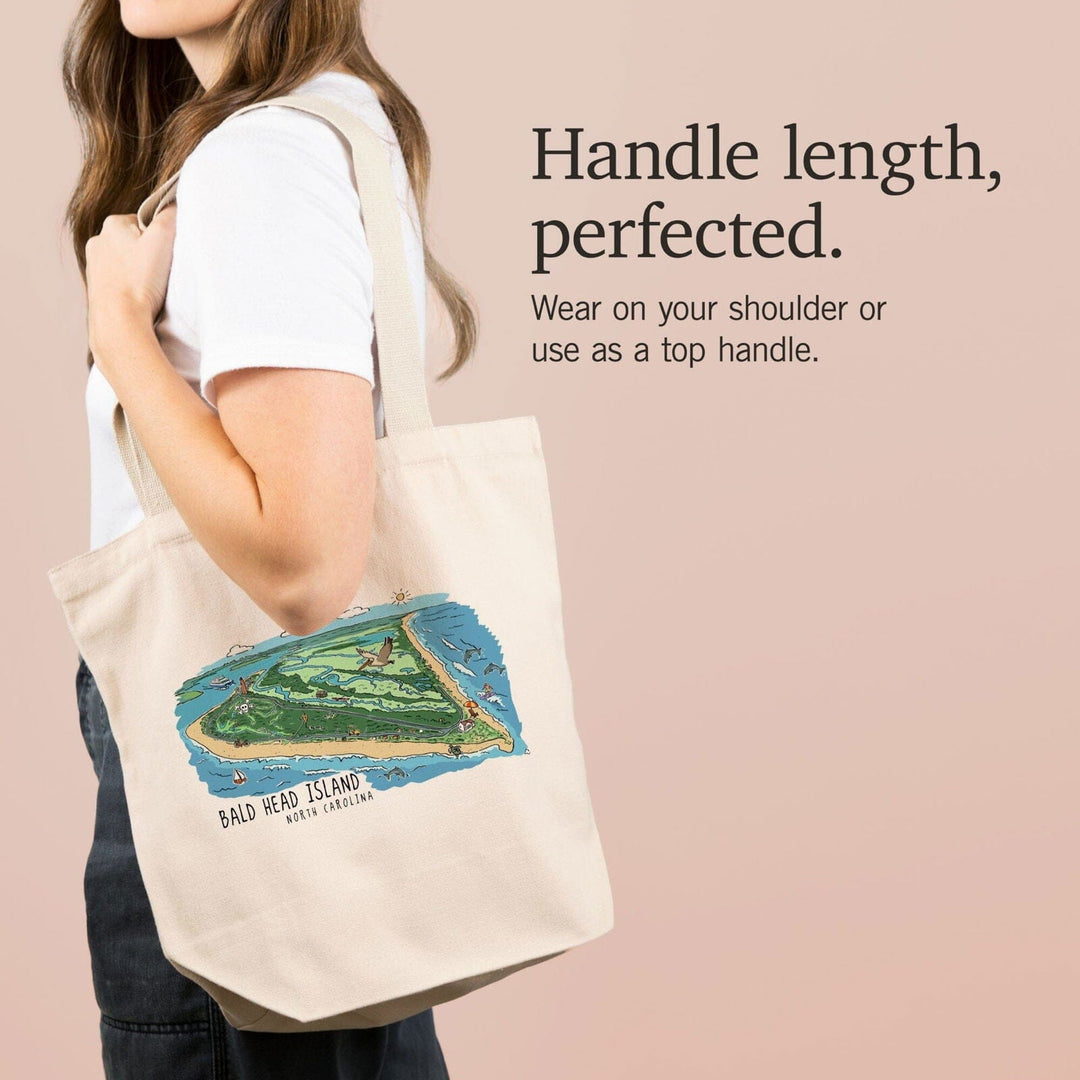 Bald Head Island, North Carolina, Line Drawing, Lantern Press Artwork, Tote Bag Totes Lantern Press 