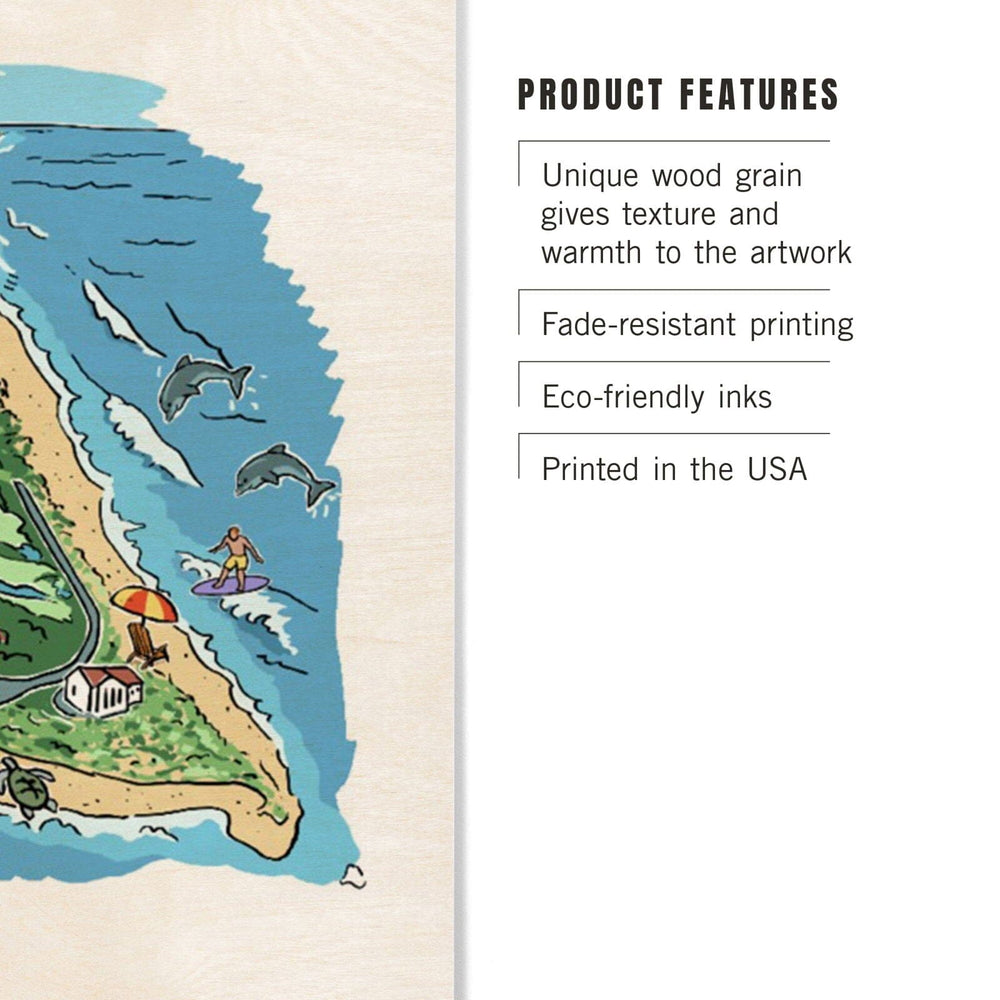 Bald Head Island, North Carolina, Line Drawing, Lantern Press Artwork, Wood Signs and Postcards Wood Lantern Press 