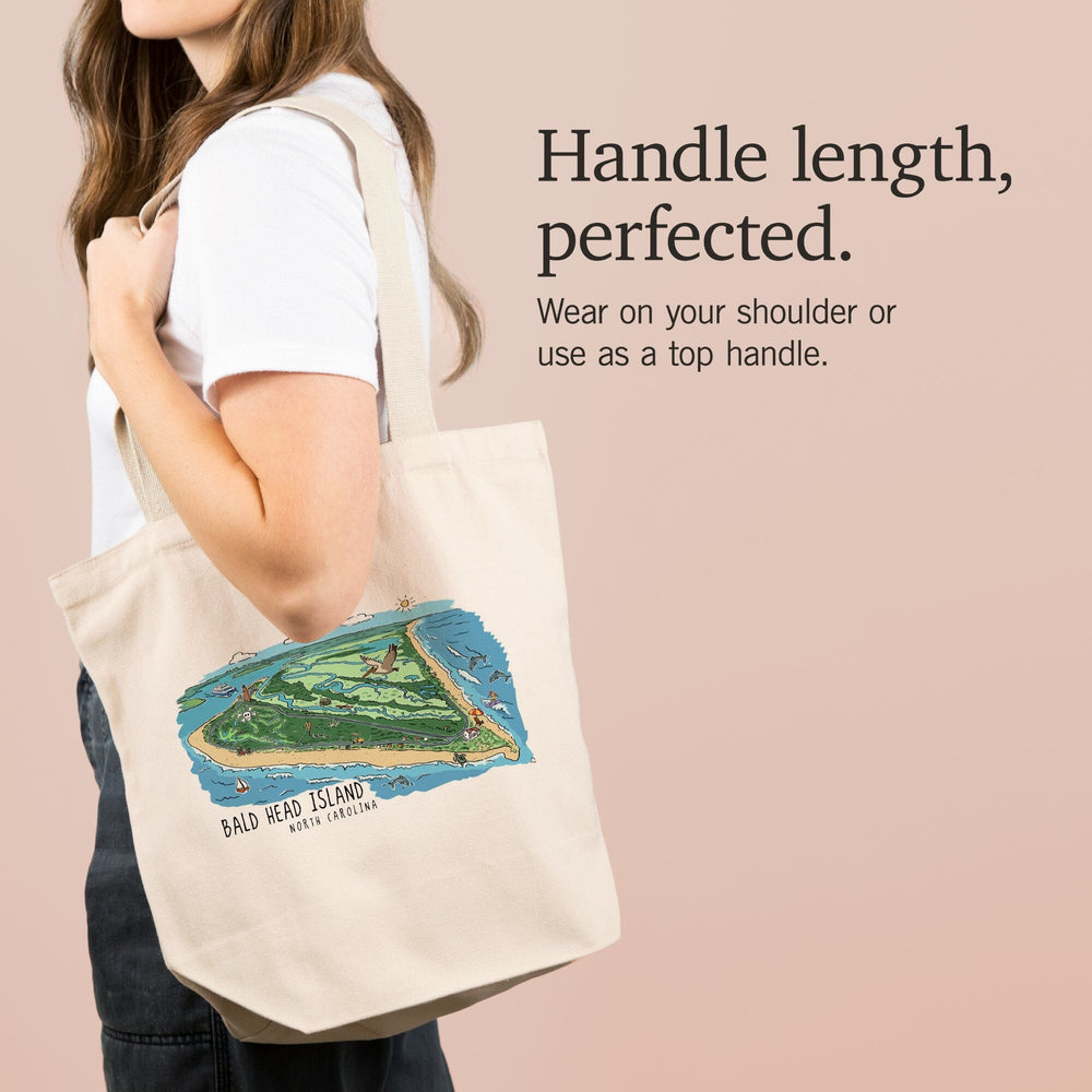 Bald Head Island, North Carolina, Line Drawing, Tote Bag Totes Lantern Press 