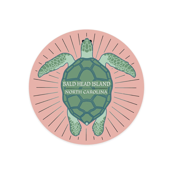 Bald Head Island, North Carolina, Sea Turtle, Pink, Contour, Lantern Press, Vinyl Sticker Sticker Lantern Press 