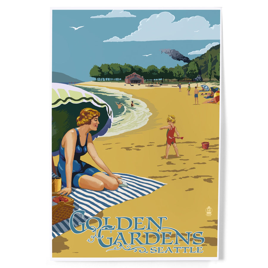 Ballard, Seattle, Washington, Golden Gardens Beach Scene, Art & Giclee Prints Art Lantern Press 