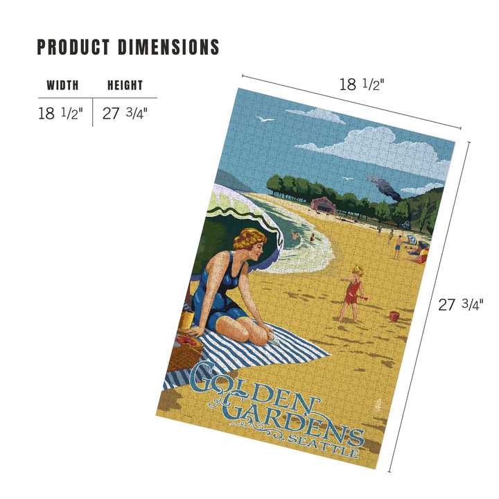 Ballard, Seattle, Washington, Golden Gardens Beach Scene, Jigsaw Puzzle Puzzle Lantern Press 