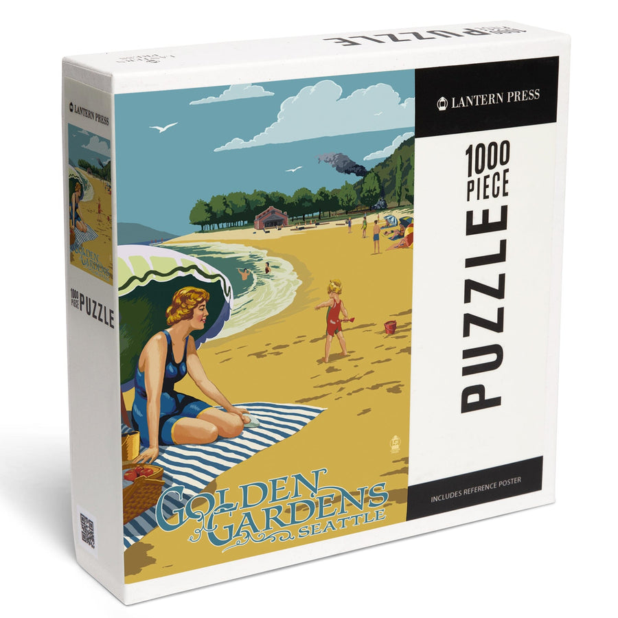 Ballard, Seattle, Washington, Golden Gardens Beach Scene, Jigsaw Puzzle Puzzle Lantern Press 