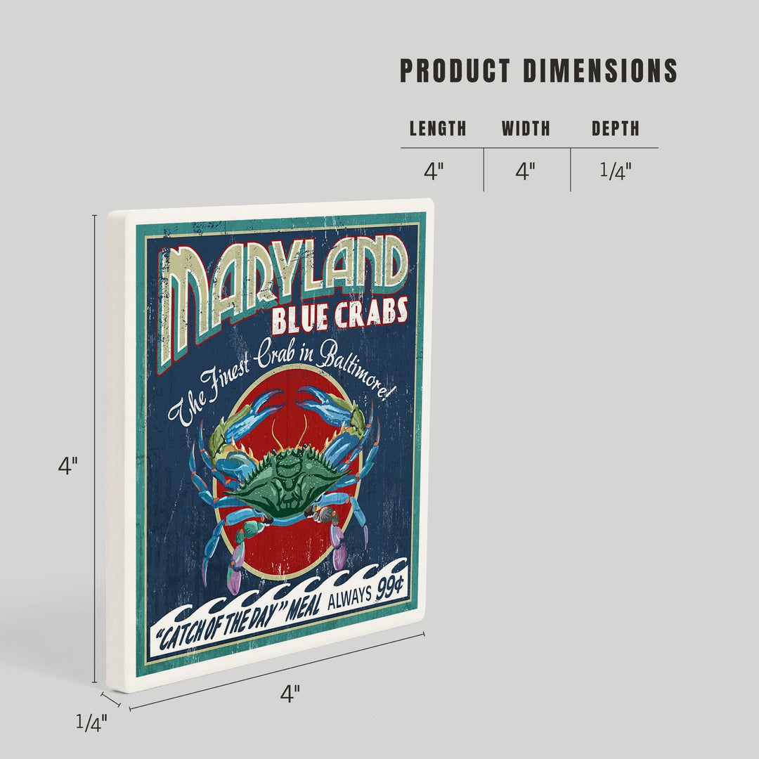 Baltimore, Maryland, Blue Crabs Vintage Sign, Coasters Coasters Lantern Press 