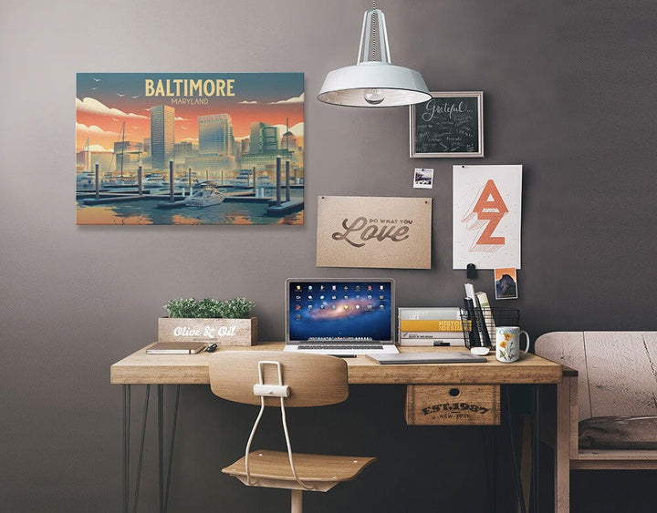 Baltimore, Maryland, City Litho Canvas Lantern Press 