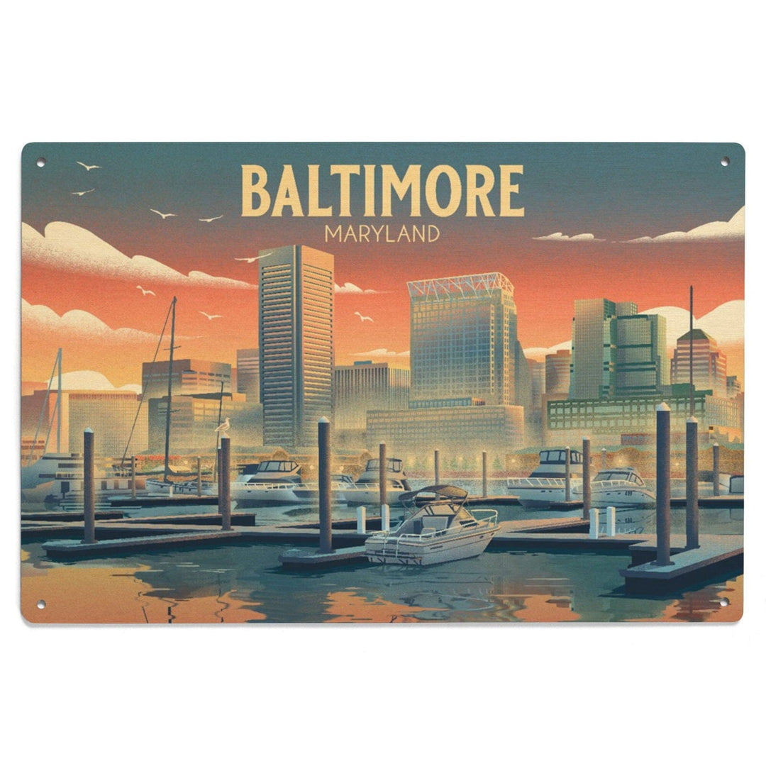 Baltimore, Maryland, City Litho Wood Lantern Press 