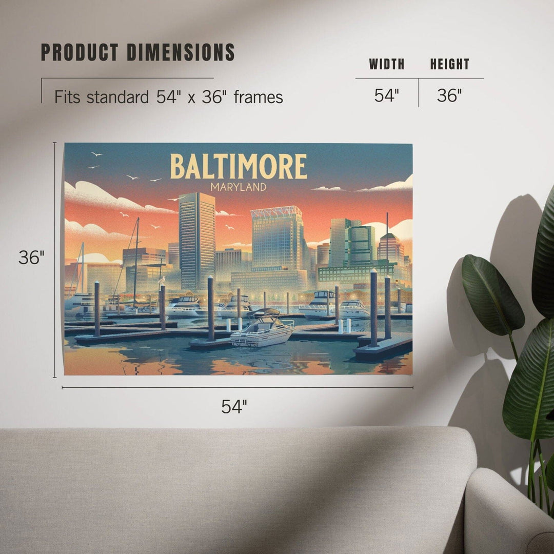 Baltimore, Maryland, Lithograph, City Series, Art & Giclee Prints Art Lantern Press 