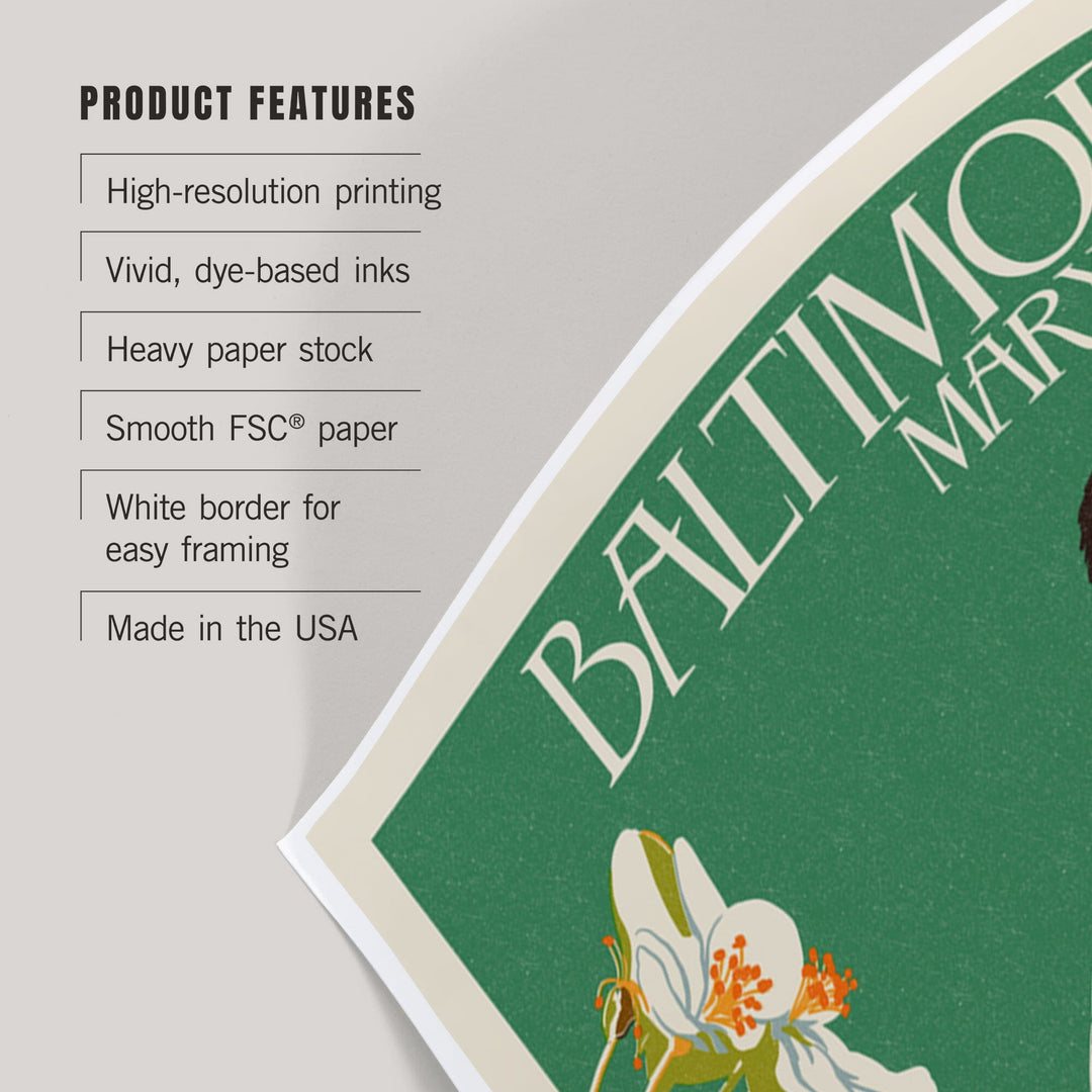 Baltimore, Maryland, Oriole Letterpress, Art & Giclee Prints Art Lantern Press 