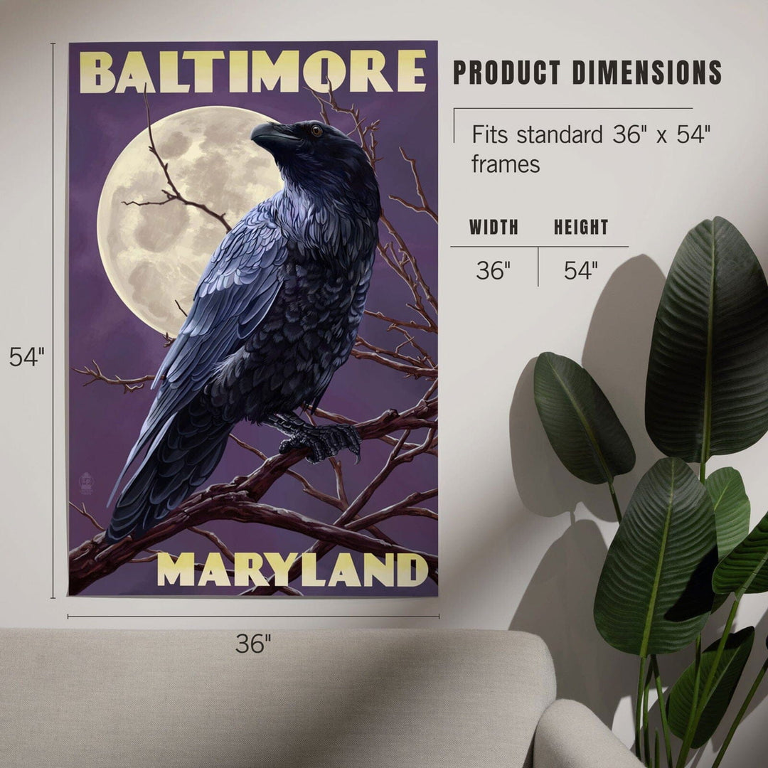 Baltimore, Maryland, Raven and Moon Purple Sky, Art & Giclee Prints Art Lantern Press 