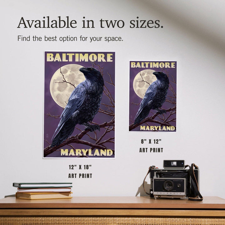 Baltimore, Maryland, Raven and Moon Purple Sky, Art & Giclee Prints Art Lantern Press 