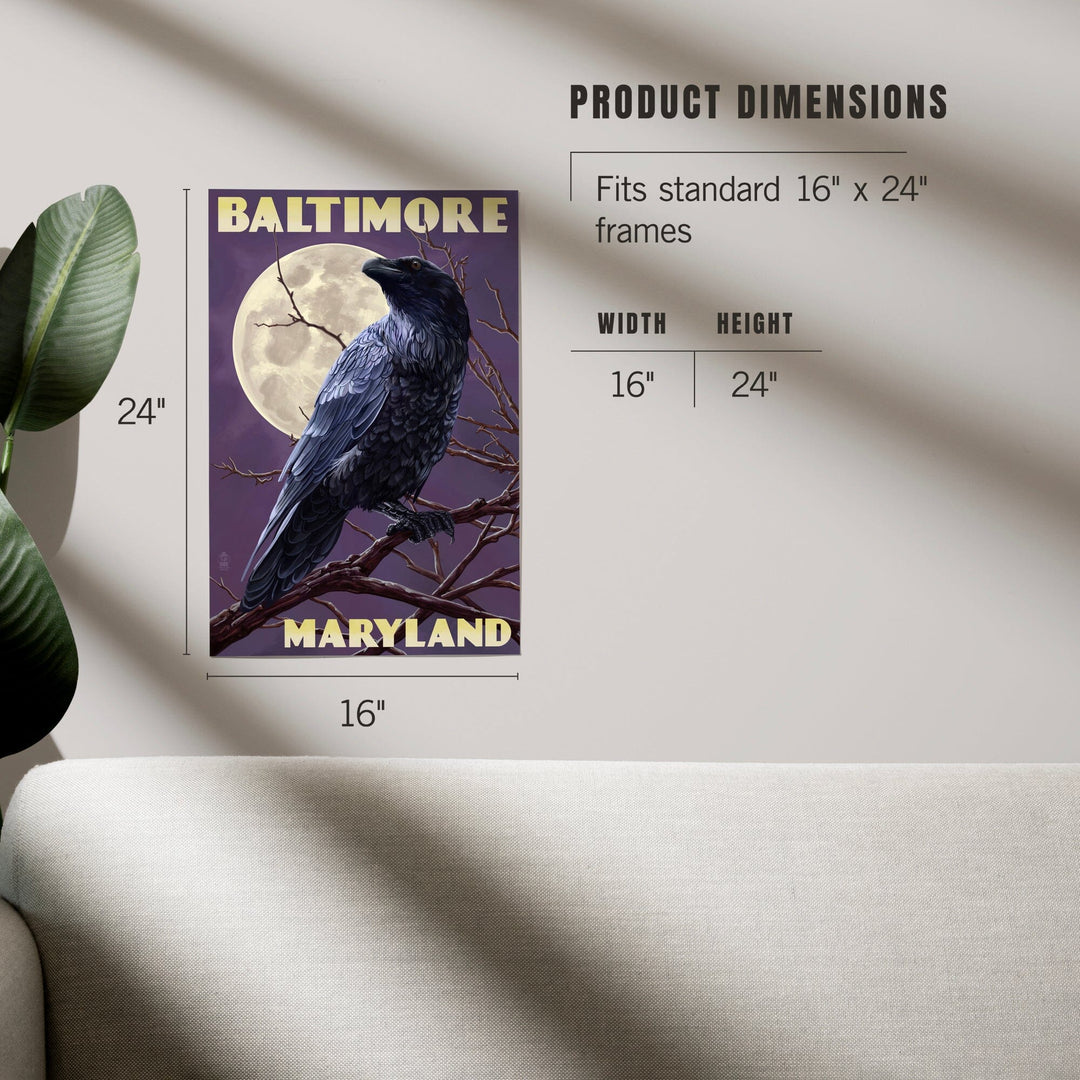 Baltimore, Maryland, Raven and Moon Purple Sky, Art & Giclee Prints Art Lantern Press 