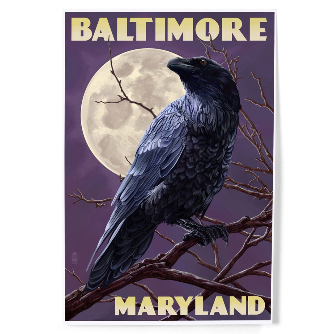 Baltimore, Maryland, Raven and Moon Purple Sky, Art & Giclee Prints Art Lantern Press 