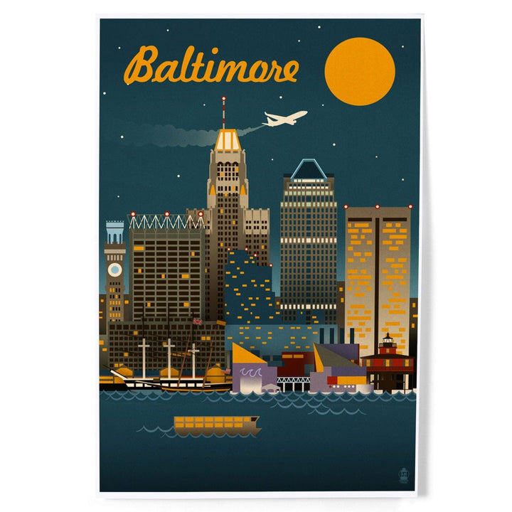 Baltimore, Maryland, Retro Skyline, Art & Giclee Prints Art Lantern Press 