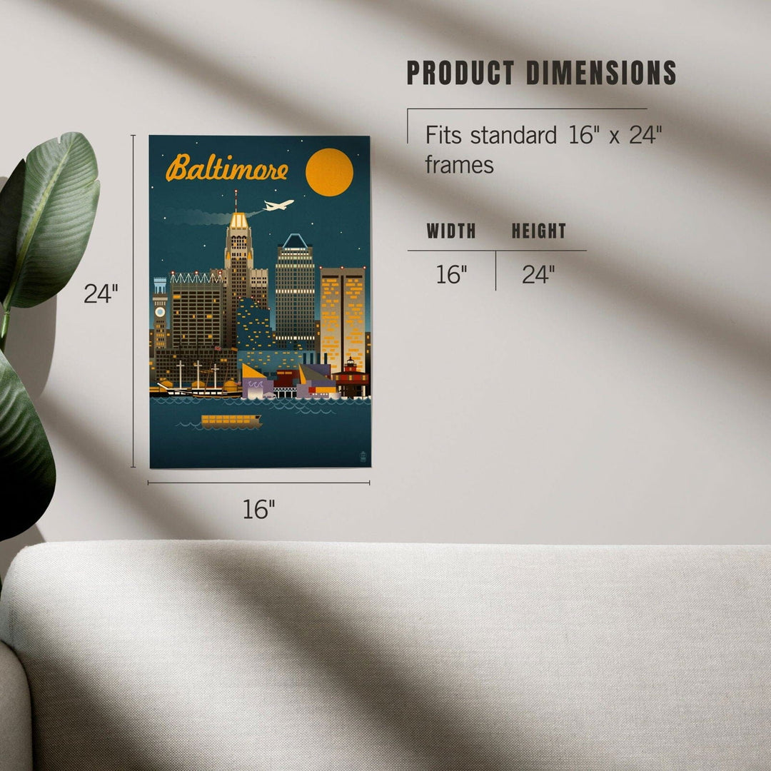 Baltimore, Maryland, Retro Skyline, Art & Giclee Prints Art Lantern Press 