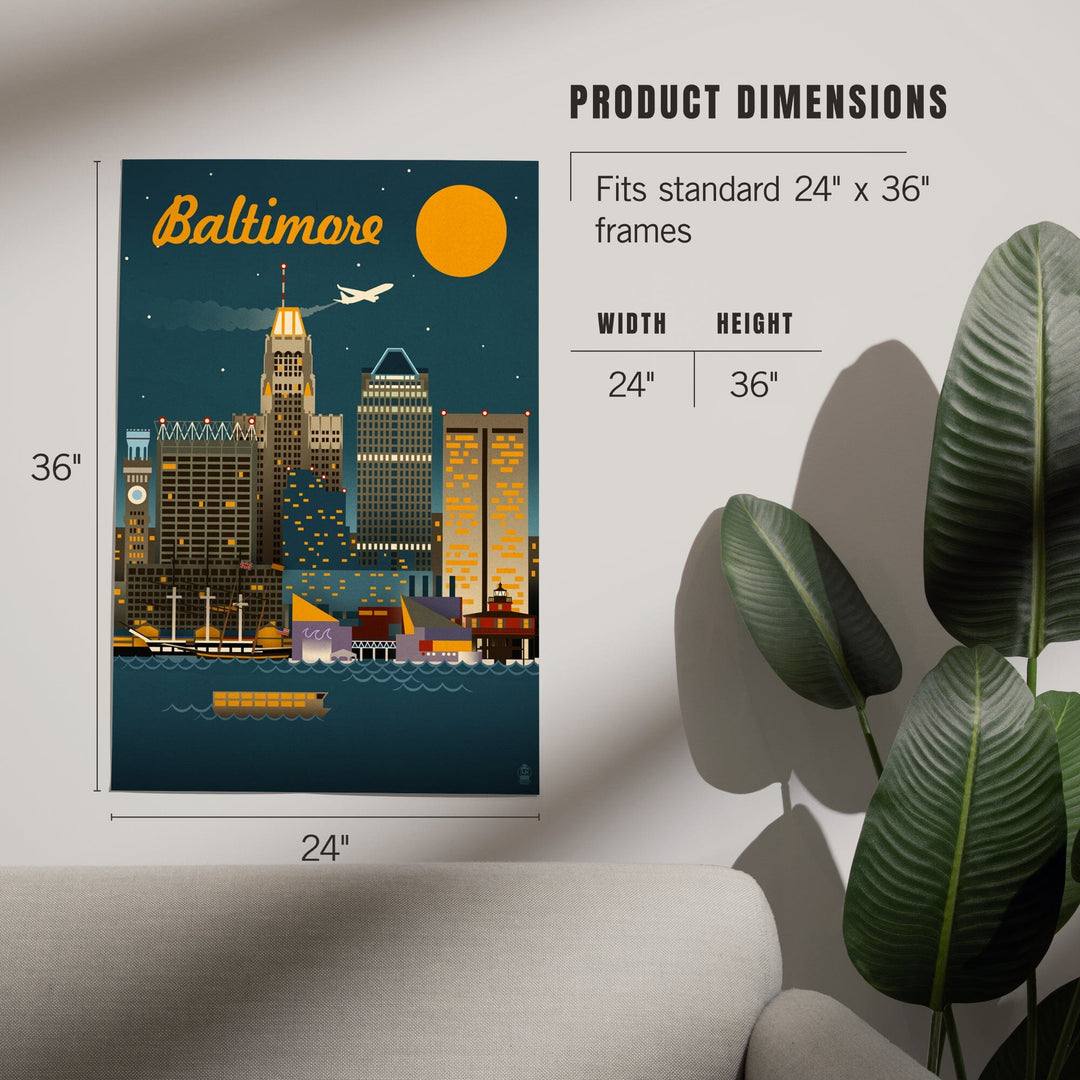 Baltimore, Maryland, Retro Skyline, Art & Giclee Prints Art Lantern Press 