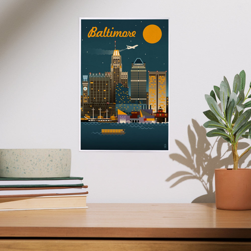 Baltimore, Maryland, Retro Skyline, Art & Giclee Prints Art Lantern Press 