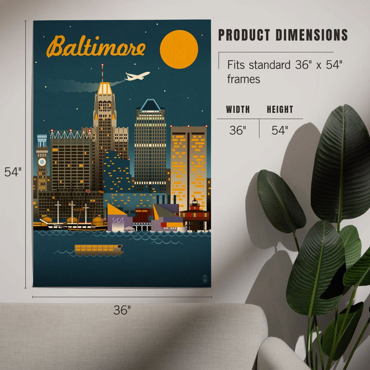 Baltimore, Maryland, Retro Skyline, Art & Giclee Prints Art Lantern Press 