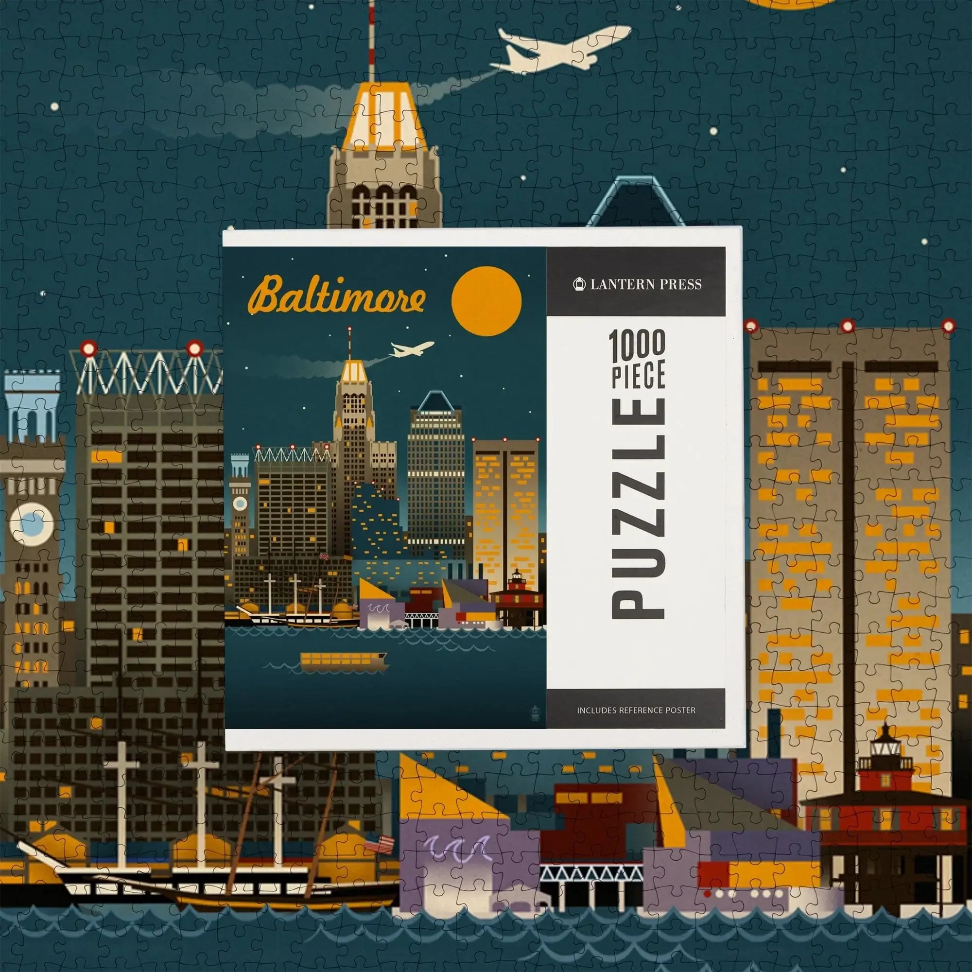 Baltimore, Maryland, Retro Skyline, 1000 piece jigsaw puzzle