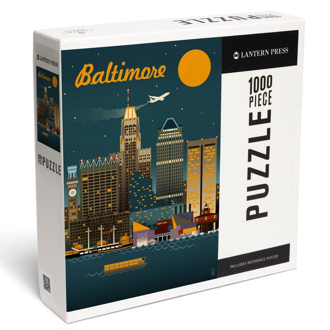 Baltimore, Maryland, Retro Skyline, Jigsaw Puzzle Puzzle Lantern Press 