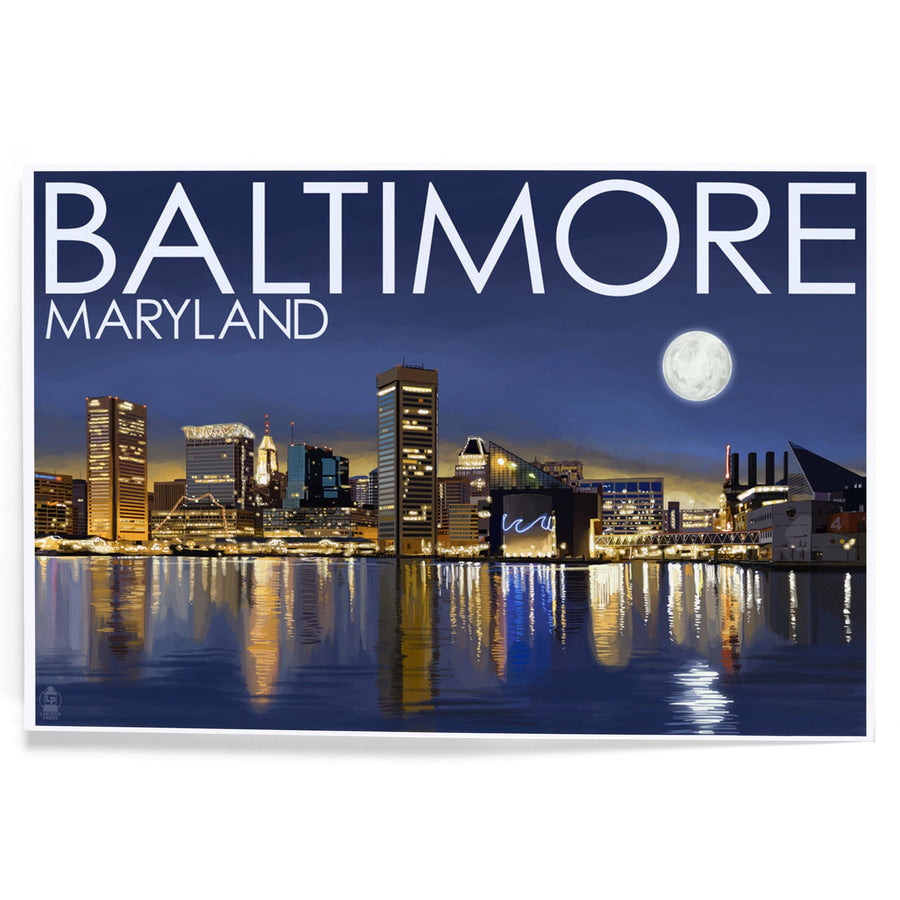 Baltimore, Maryland, Skyline at Night, Art & Giclee Prints Art Lantern Press 