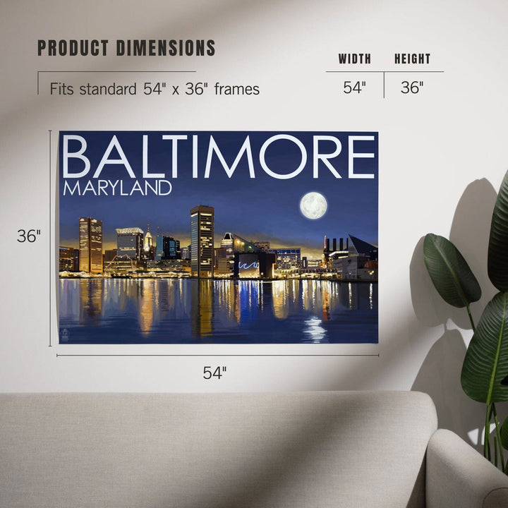 Baltimore, Maryland, Skyline at Night, Art & Giclee Prints Art Lantern Press 