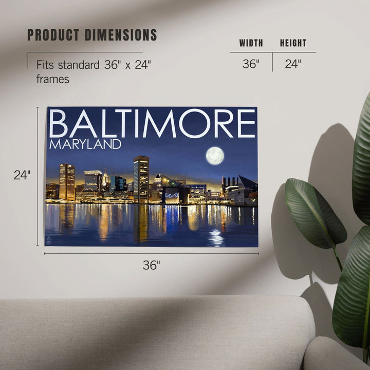 Baltimore, Maryland, Skyline at Night, Art & Giclee Prints Art Lantern Press 