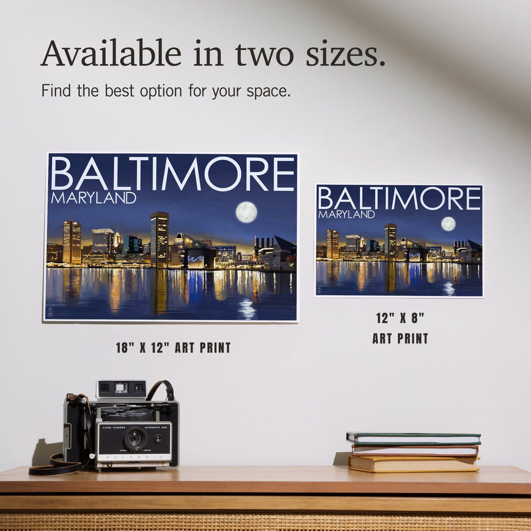 Baltimore, Maryland, Skyline at Night, Art & Giclee Prints Art Lantern Press 