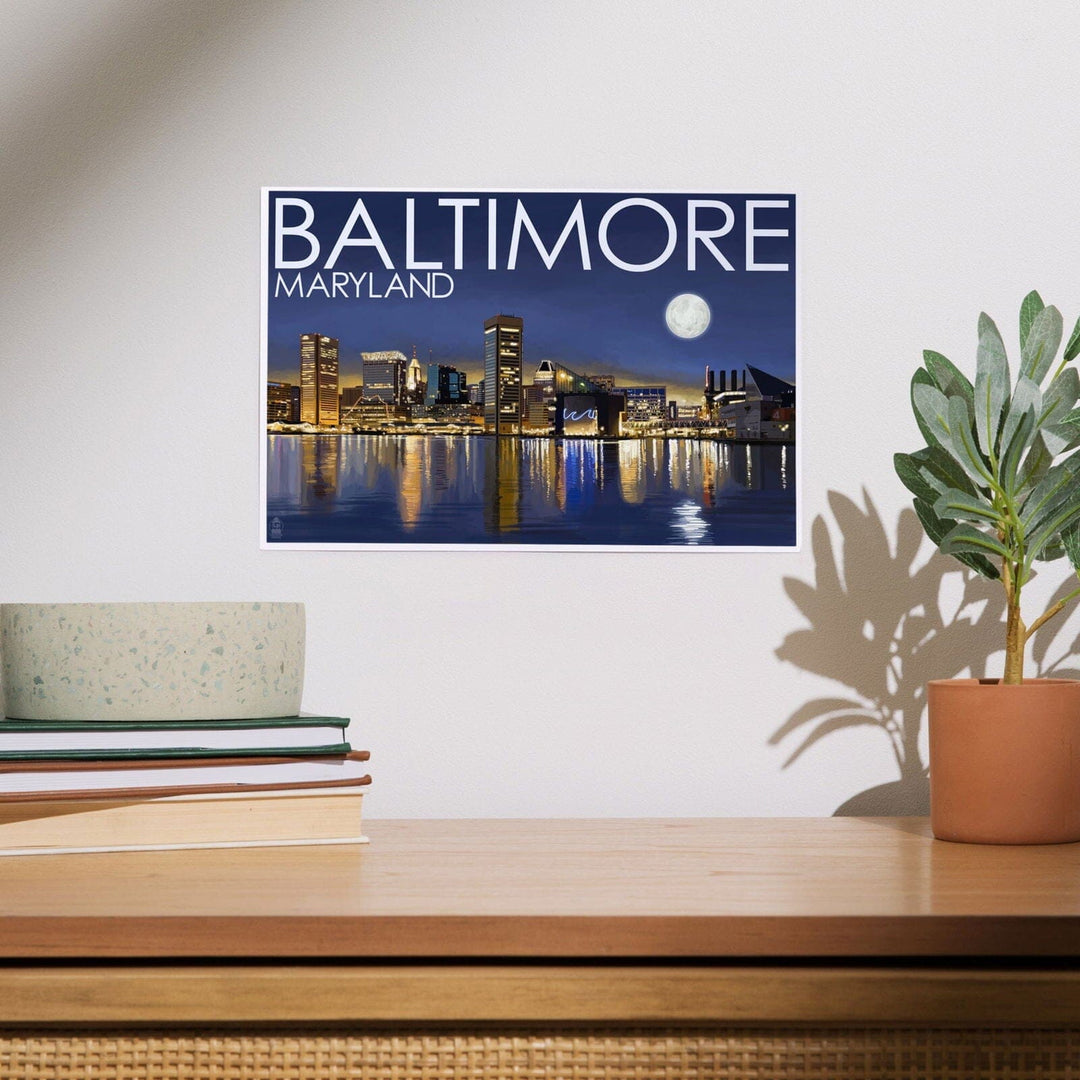 Baltimore, Maryland, Skyline at Night, Art & Giclee Prints Art Lantern Press 