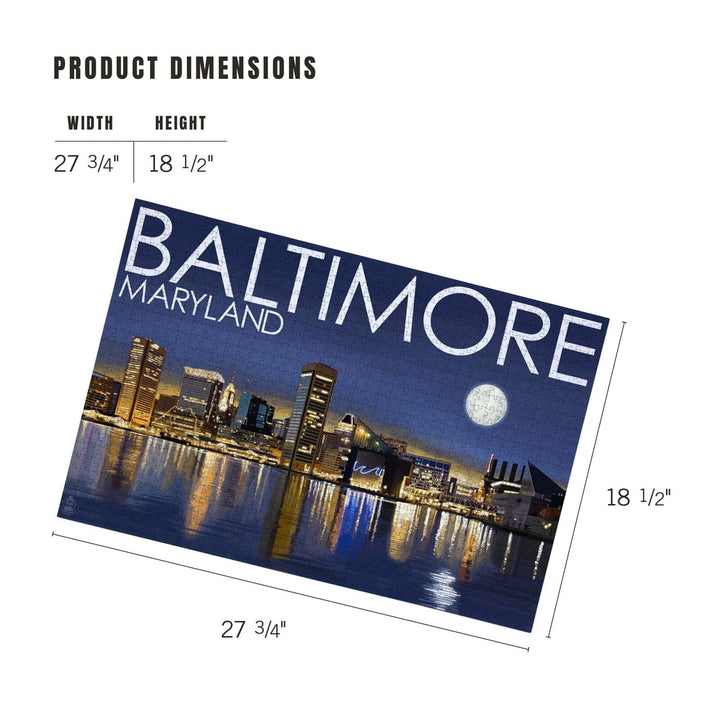 Baltimore, Maryland, Skyline at Night, Jigsaw Puzzle Puzzle Lantern Press 